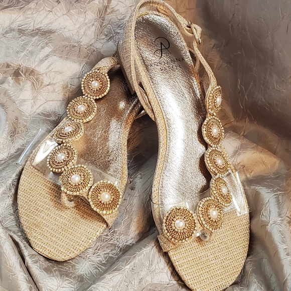 Adrianna Papel gold sparkling sandals size 7.5 - Picture 8 of 11